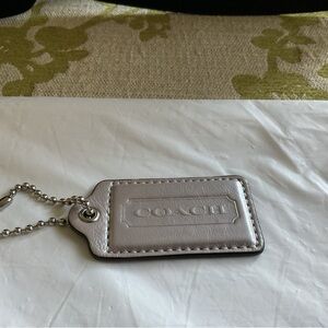 Coach Large Shimmery Ivory Leather Hang Tag Charm